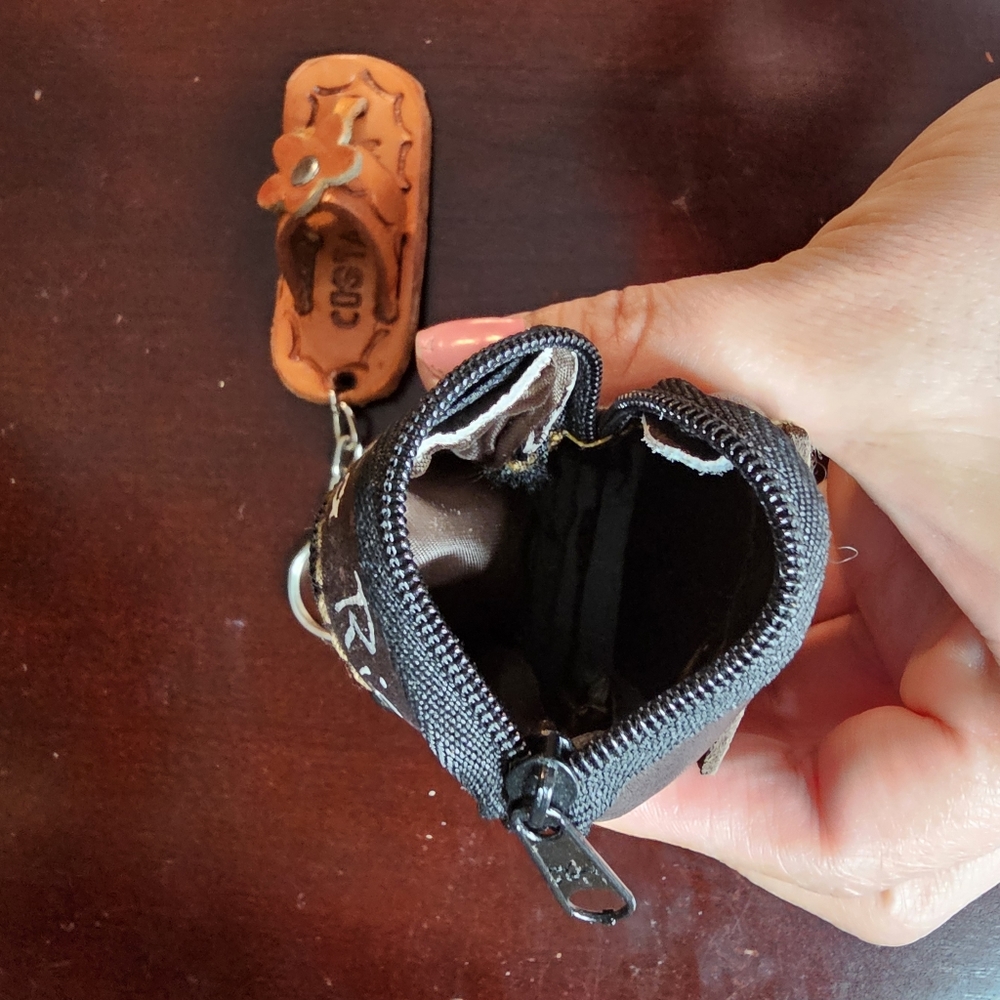 Set of Two Leather Costa Rica Keychain and coin pouch souvenirs NWOT - Picture 4 of 6